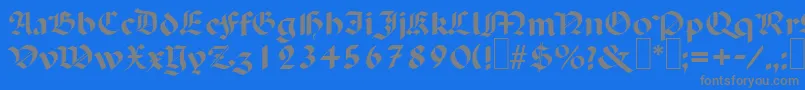 フォントP650BlackletterRegular – 青い背景に灰色の文字