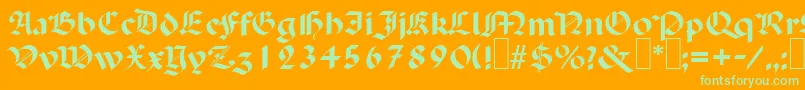 P650BlackletterRegular-Schriftart – Grüne Schriften auf orangefarbenem Hintergrund