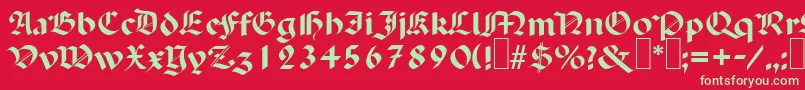 フォントP650BlackletterRegular – 赤い背景に緑の文字