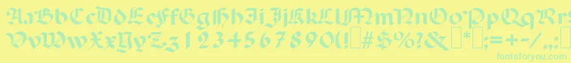 フォントP650BlackletterRegular – 黄色い背景に緑の文字