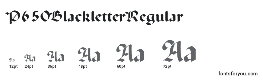 P650BlackletterRegular Font Sizes
