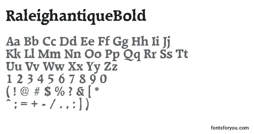Шрифт RaleighantiqueBold – алфавит, цифры, специальные символы