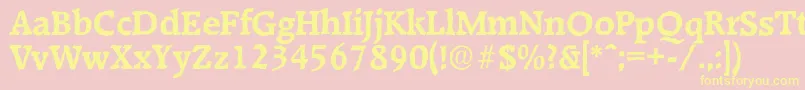 RaleighantiqueBold-Schriftart – Gelbe Schriften auf rosa Hintergrund