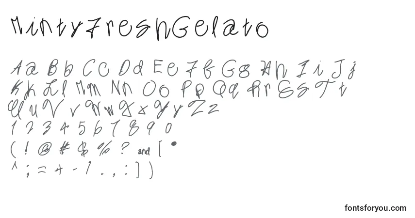 Schriftart MintyFreshGelato – Alphabet, Zahlen, spezielle Symbole