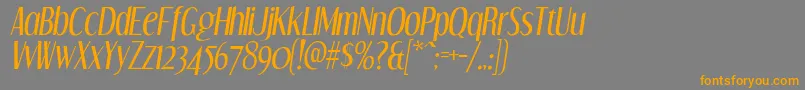 フォントDreamorphans Italic – オレンジの文字は灰色の背景にあります。