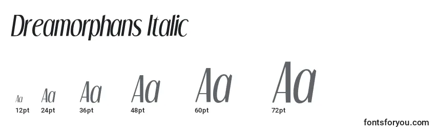 Größen der Schriftart Dreamorphans Italic