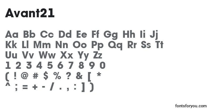 Schriftart Avant21 – Alphabet, Zahlen, spezielle Symbole