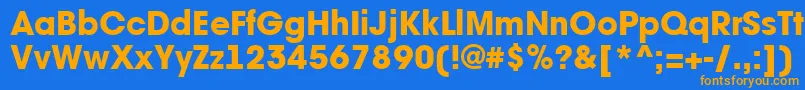 フォントAvant21 – オレンジ色の文字が青い背景にあります。