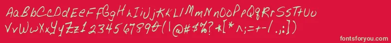 フォントLehn267 – 赤い背景に緑の文字