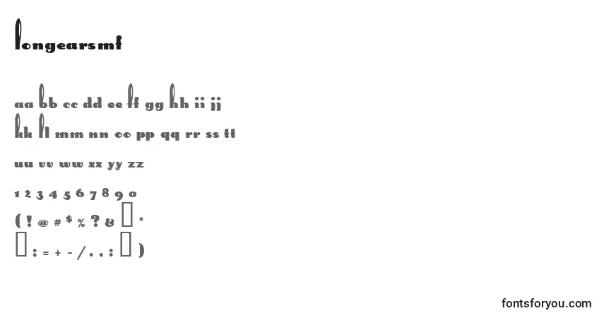 Czcionka LongEarsMf – alfabet, cyfry, specjalne znaki
