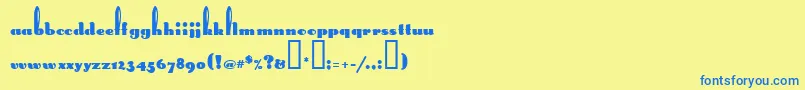 LongEarsMf-Schriftart – Blaue Schriften auf gelbem Hintergrund