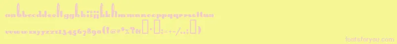 LongEarsMf-fontti – vaaleanpunaiset fontit keltaisella taustalla