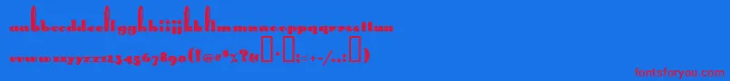 フォントLongEarsMf – 赤い文字の青い背景