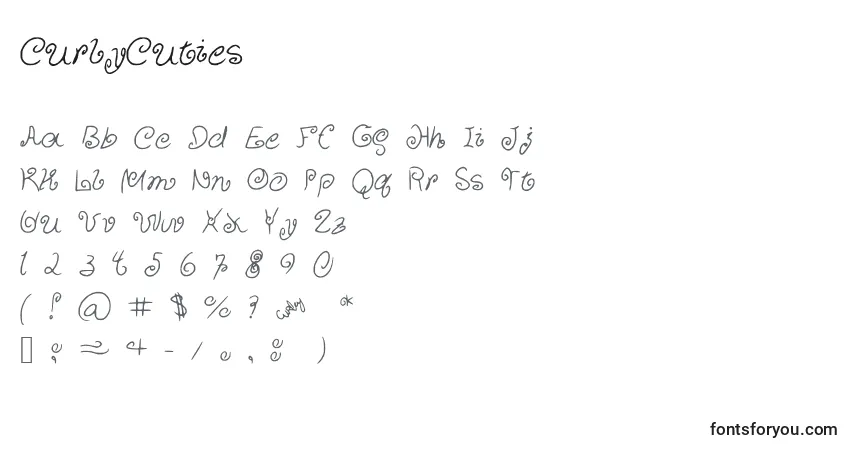 Schriftart CurlyCuties – Alphabet, Zahlen, spezielle Symbole