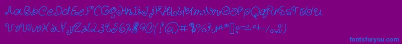 CurlyCuties-Schriftart – Blaue Schriften auf violettem Hintergrund