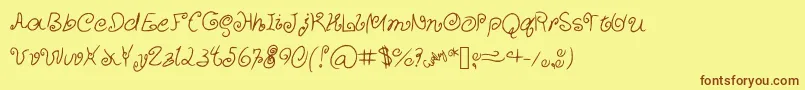 CurlyCuties Font – Brown Fonts on Yellow Background