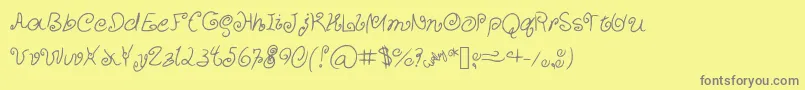 CurlyCuties Font – Gray Fonts on Yellow Background