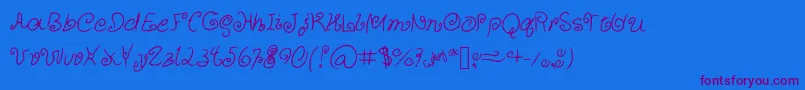 CurlyCuties Font – Purple Fonts on Blue Background