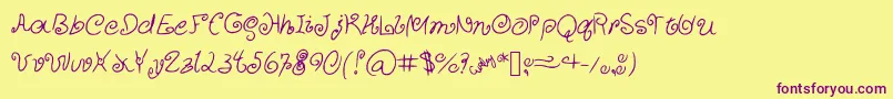 CurlyCuties Font – Purple Fonts on Yellow Background