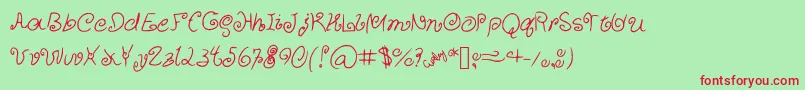 fuente CurlyCuties – Fuentes Rojas Sobre Fondo Verde