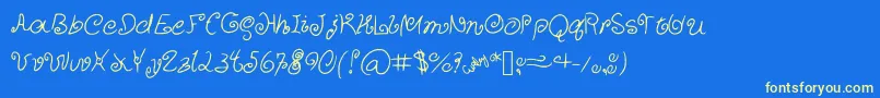 Fonte CurlyCuties – fontes amarelas em um fundo azul