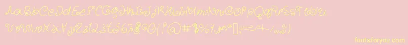 CurlyCuties-Schriftart – Gelbe Schriften auf rosa Hintergrund