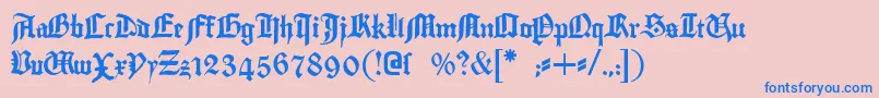 Gutenbergtextura Font – Blue Fonts on Pink Background