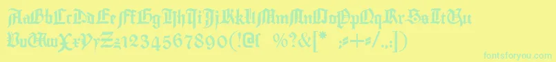 Gutenbergtextura Font – Green Fonts on Yellow Background