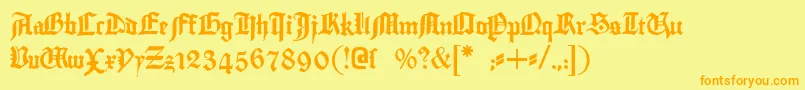 Gutenbergtextura Font – Orange Fonts on Yellow Background