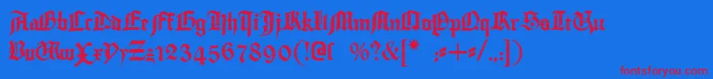 Czcionka Gutenbergtextura – czerwone czcionki na niebieskim tle