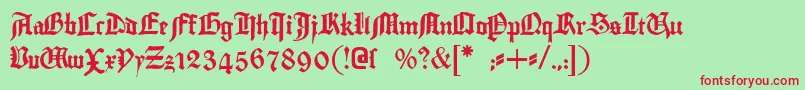Gutenbergtextura Font – Red Fonts on Green Background