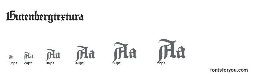 Размеры шрифта Gutenbergtextura