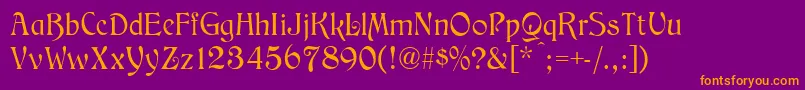 MedievalEnglishNormal Font – Orange Fonts on Purple Background