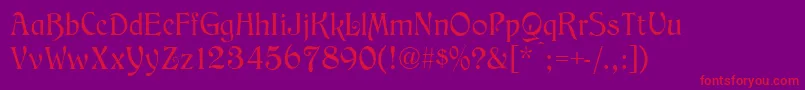 MedievalEnglishNormal-Schriftart – Rote Schriften auf violettem Hintergrund