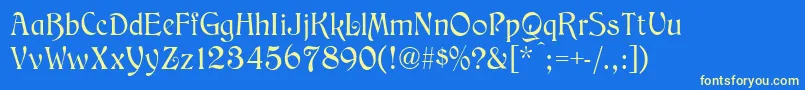 MedievalEnglishNormal Font – Yellow Fonts on Blue Background