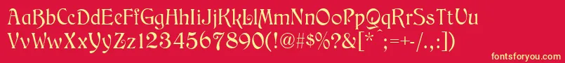 MedievalEnglishNormal Font – Yellow Fonts on Red Background