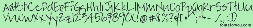 フォントJayneprintyoff – 緑の背景に黒い文字