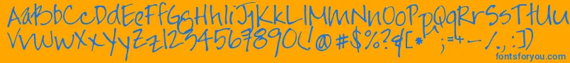 Jayneprintyoff Font – Blue Fonts on Orange Background