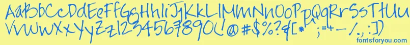 Jayneprintyoff Font – Blue Fonts on Yellow Background