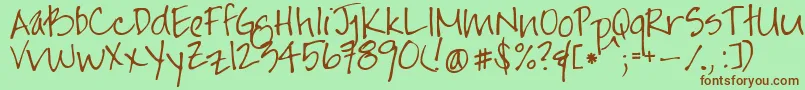 Jayneprintyoff Font – Brown Fonts on Green Background
