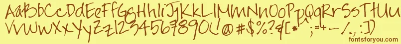 Jayneprintyoff Font – Brown Fonts on Yellow Background