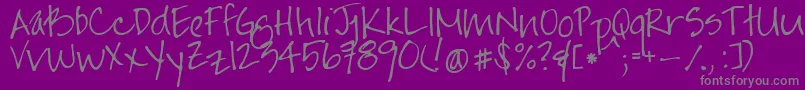 Jayneprintyoff-Schriftart – Graue Schriften auf violettem Hintergrund