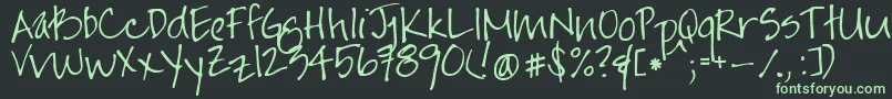 フォントJayneprintyoff – 黒い背景に緑の文字
