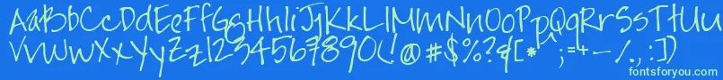 Jayneprintyoff Font – Green Fonts on Blue Background