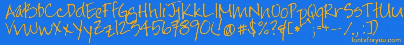 Jayneprintyoff Font – Orange Fonts on Blue Background