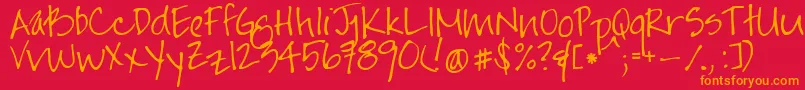 Jayneprintyoff Font – Orange Fonts on Red Background