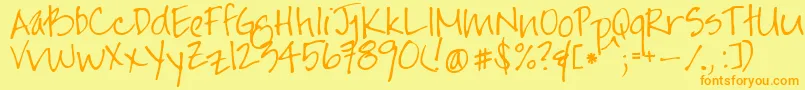 Jayneprintyoff Font – Orange Fonts on Yellow Background