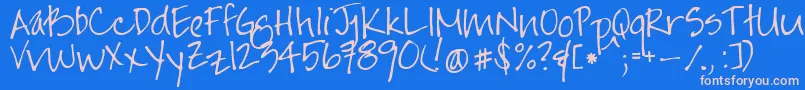 Jayneprintyoff Font – Pink Fonts on Blue Background