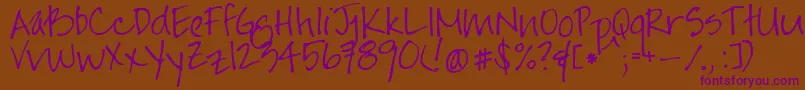 Jayneprintyoff Font – Purple Fonts on Brown Background