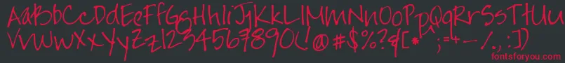 Jayneprintyoff-Schriftart – Rote Schriften auf schwarzem Hintergrund